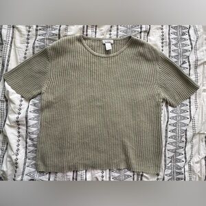 Christopher & Banks Light Green Ribbed Top Women’s L